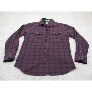 Nike Shirt Men Small Red Blue Flannel Plaid Cotton Skater Casual Button Up